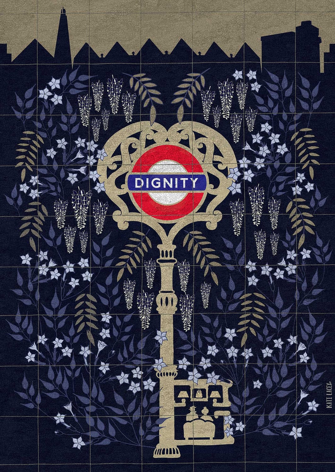 kati-lacey-illustration-editorial-conceptual-poster-red cross garden-Octavia Hill-dignity-dignified housing-social reformer-Victorian-everyday-heroes-flowers-garden- open-air living room-tiles-illustration