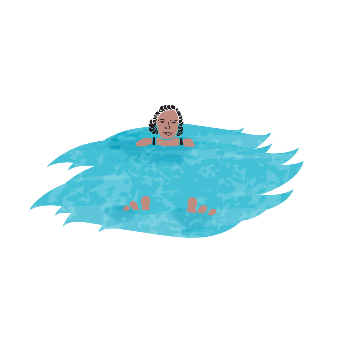 female character floating in the river