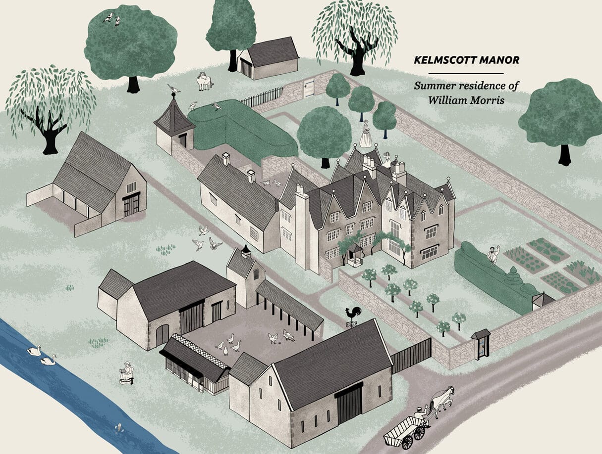 Map-illustrator for Kelmscott-Manor-Site-Map