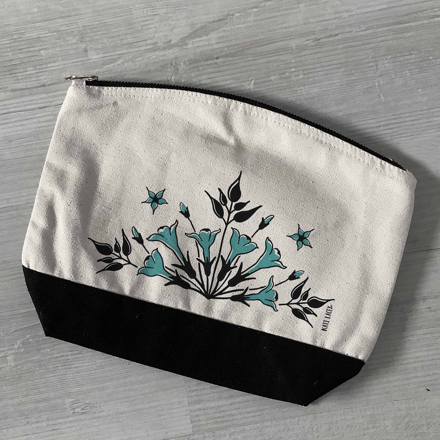 floral pouch-iznik-inspired-jasmine-design-strong-eco-friendly-fabric-two-tone-pouch-pencil-sace-washbag