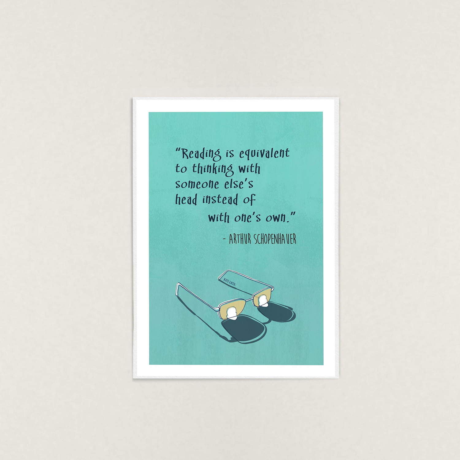 Schopenhauer-Quote-Illustration-Wall-Art-Print-by-Kati-Lacey Illustration-about-reading-and-thinking