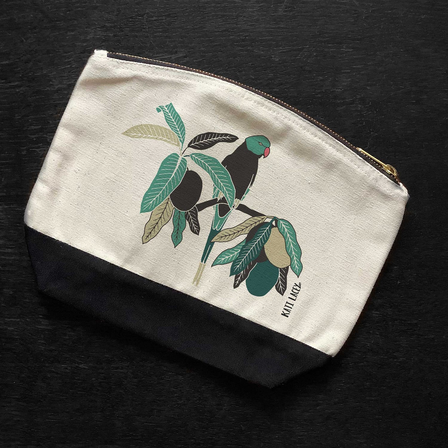Parakeet on pouch-washbag-toiletry bag-pencil case-make up bag-storage bag for travel-medication bag-luxury