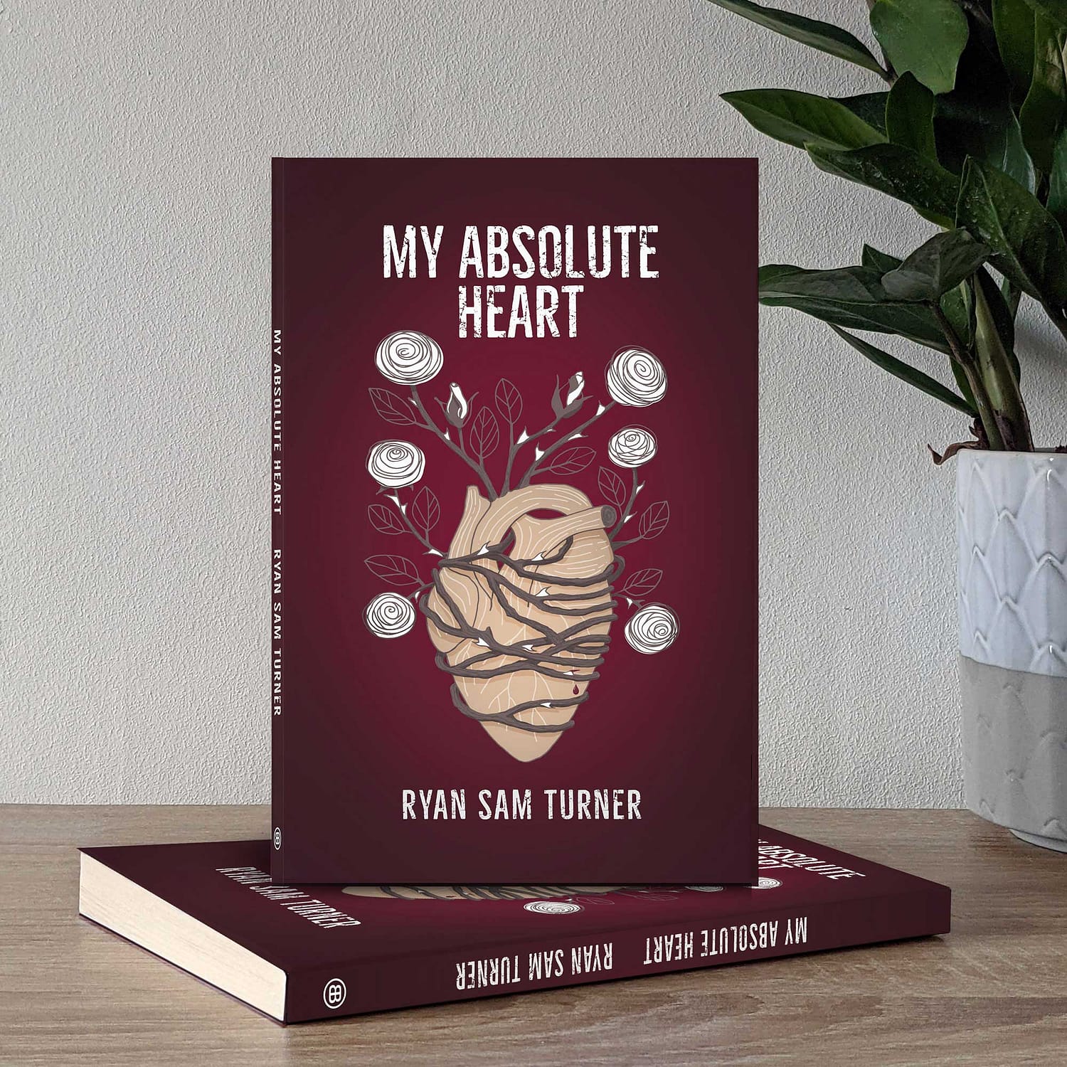 book cover illustration for poetry including a human heart