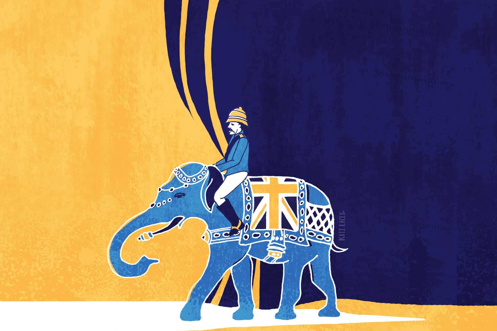 UncomfEMPIRE-TOUR_Uncomfortable-Oxford-Indian elephant- british officer - british flag